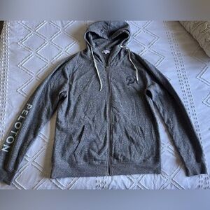 Peloton Size L Large Men’s Grey Cotton‎ Hooded Zip Up Sweatshirt Hoodie Graphic